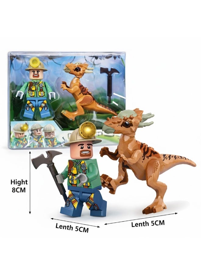 Jungle Adventure Articulated Dino Figure Set – 8cm Poseable Action Figure with Slot-In Dinosaur Companion – Durable Imaginative Play Set for Kids Ages 3+ – Perfect Prehistoric Explorer Toy - Image 3